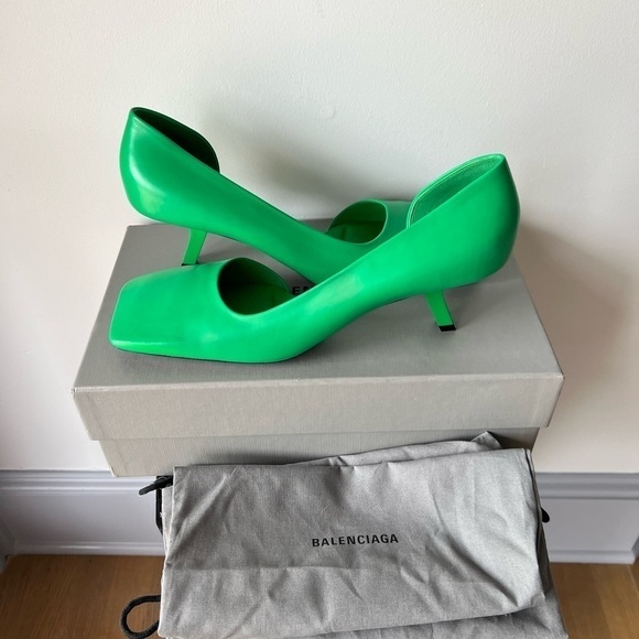 BALENCIAGA Void Square Toe Half d'Orsay Pump: Green - Picture 13 of 13